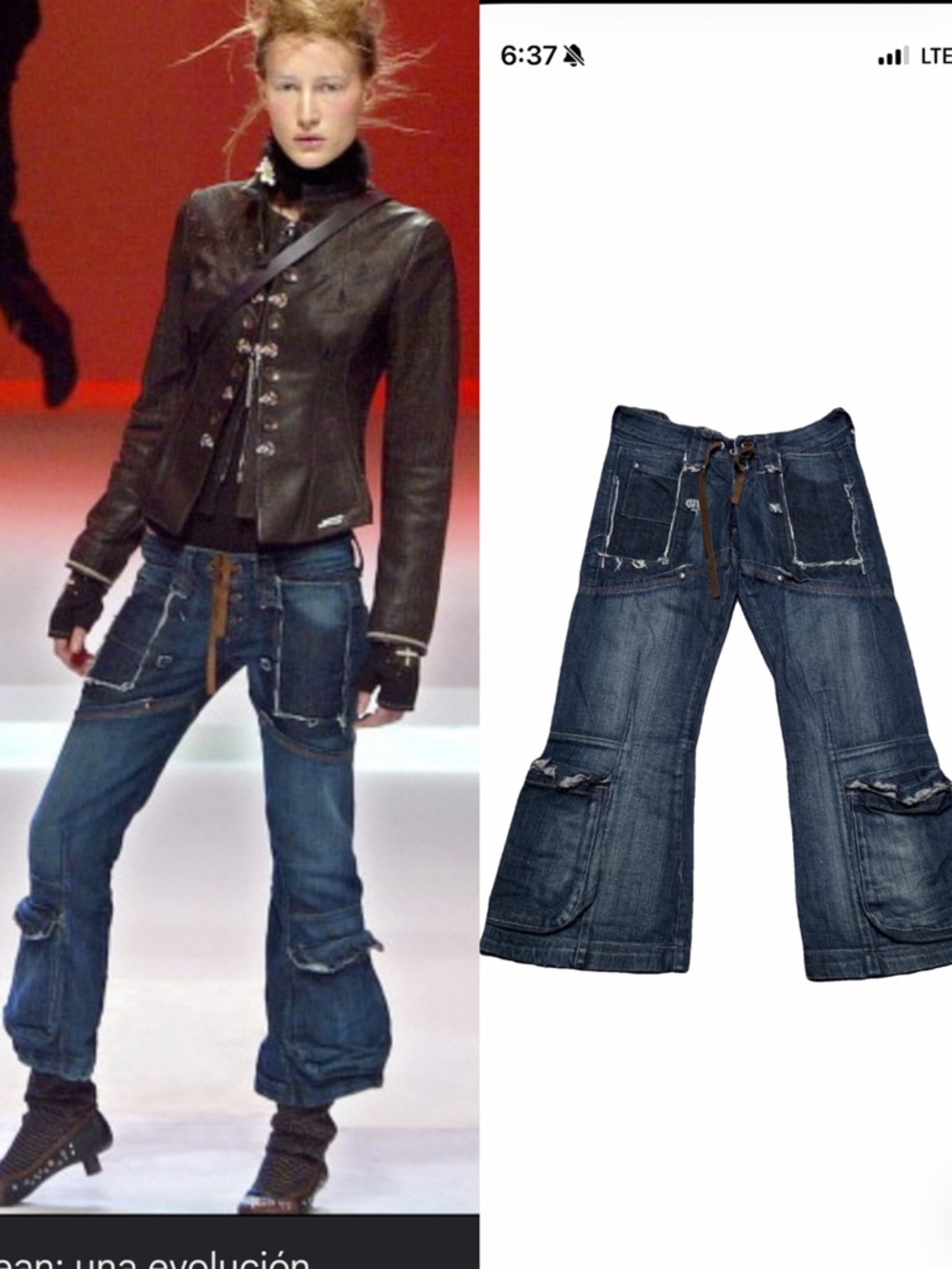Runway Marithe Francois Girbaud Dark Blue Flare Cargo Jeans 2004
